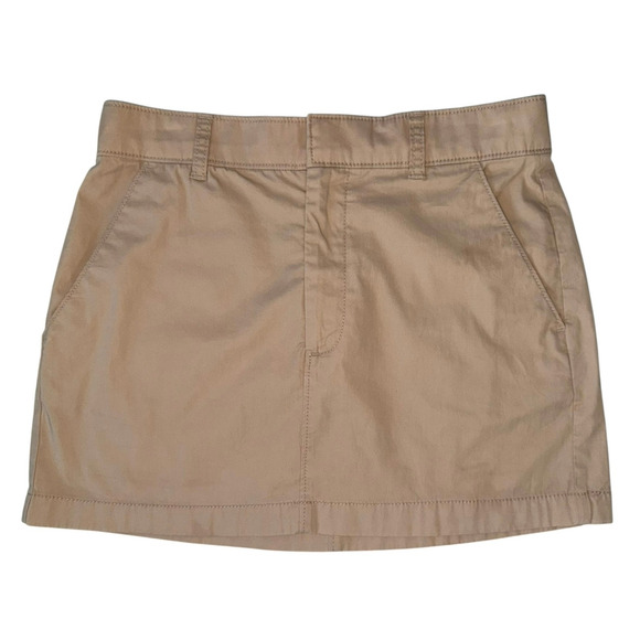 Abercrombie & Fitch Mini Skirt Pockets Sz Small Tan Khaki Minimal Chic Academia - Picture 2 of 10